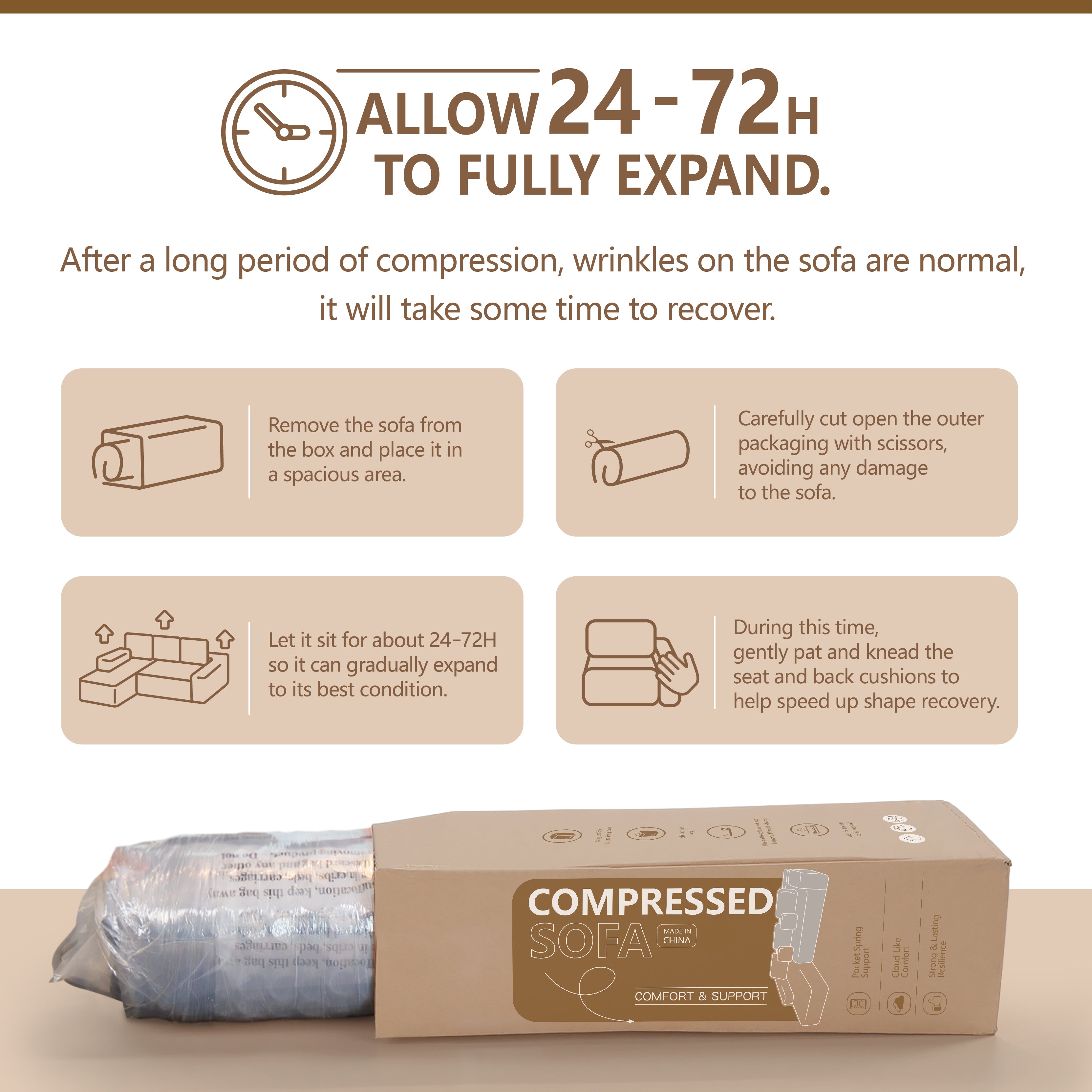 Multi-Functional Sofa, Sleeper Sofa Couch, Cloud Sofa, Cloud-Like Comfort, Portable Compression Design, L Shape Sectional