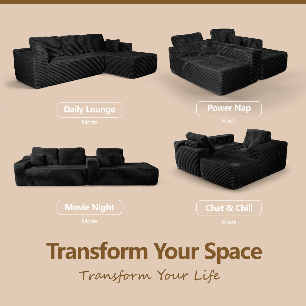 Multi-Functional Sofa, Sleeper Sofa Couch, Cloud Sofa, Cloud-Like Comfort, Portable Compression Design, L Shape Sectional
