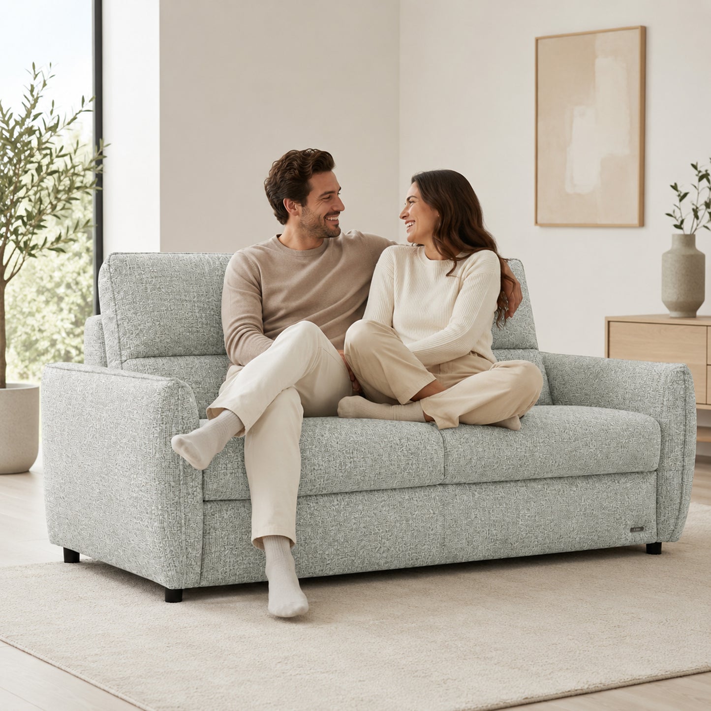 Pull Out Sofa Bed, 2-in-1 Convertible Double Bed, No Cushion Removal, Memory Foam, Queen Size, for Apartment