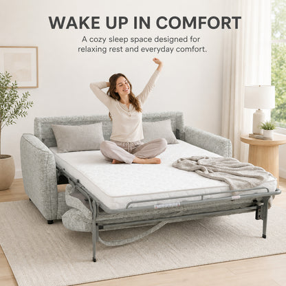 Pull Out Sofa Bed, 2-in-1 Convertible Double Bed, No Cushion Removal, Memory Foam, Queen Size, for Apartment