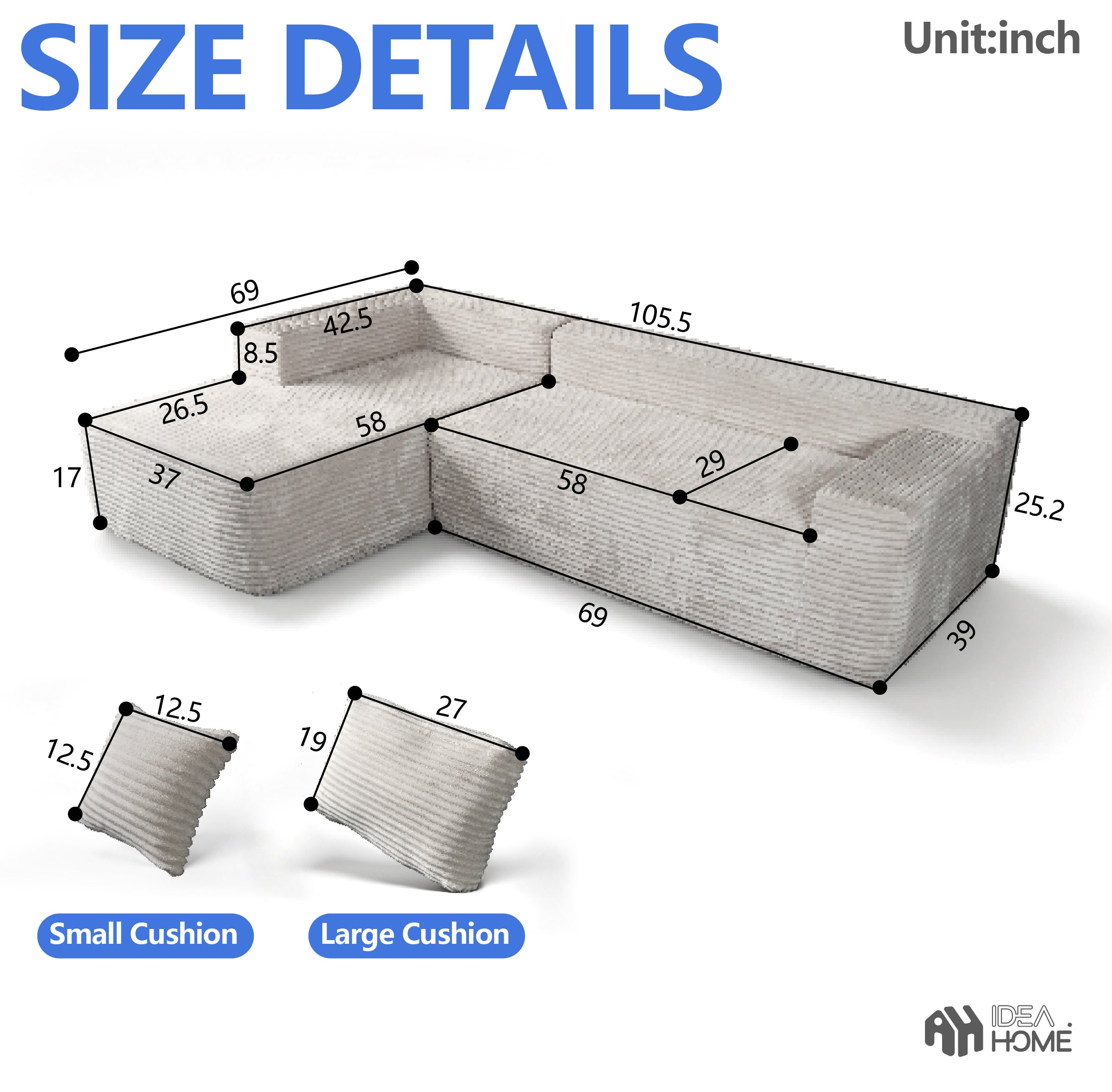 Frameless L-Shaped Modula Sofa