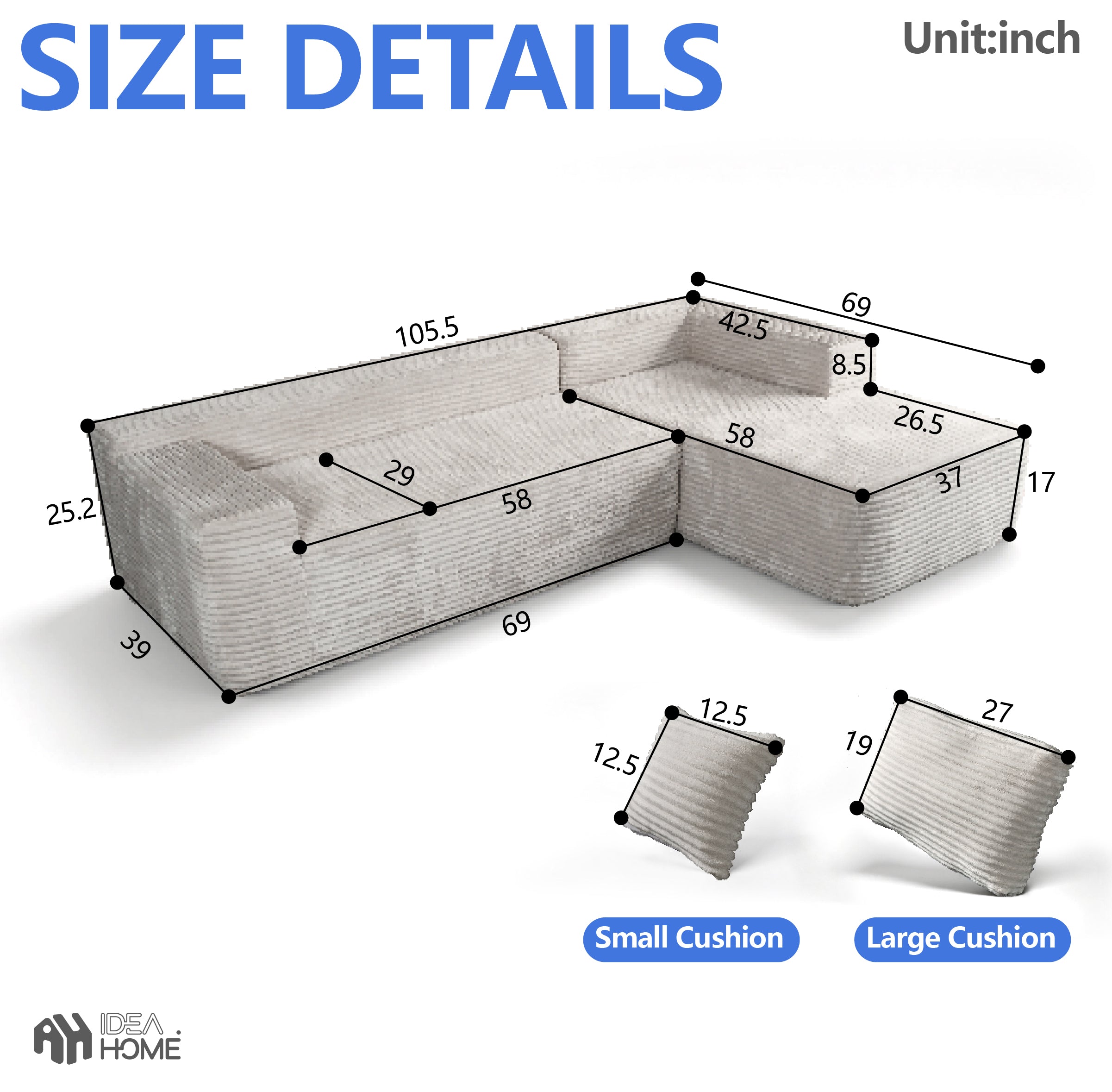 Frameless L-Shaped Modula Sofa