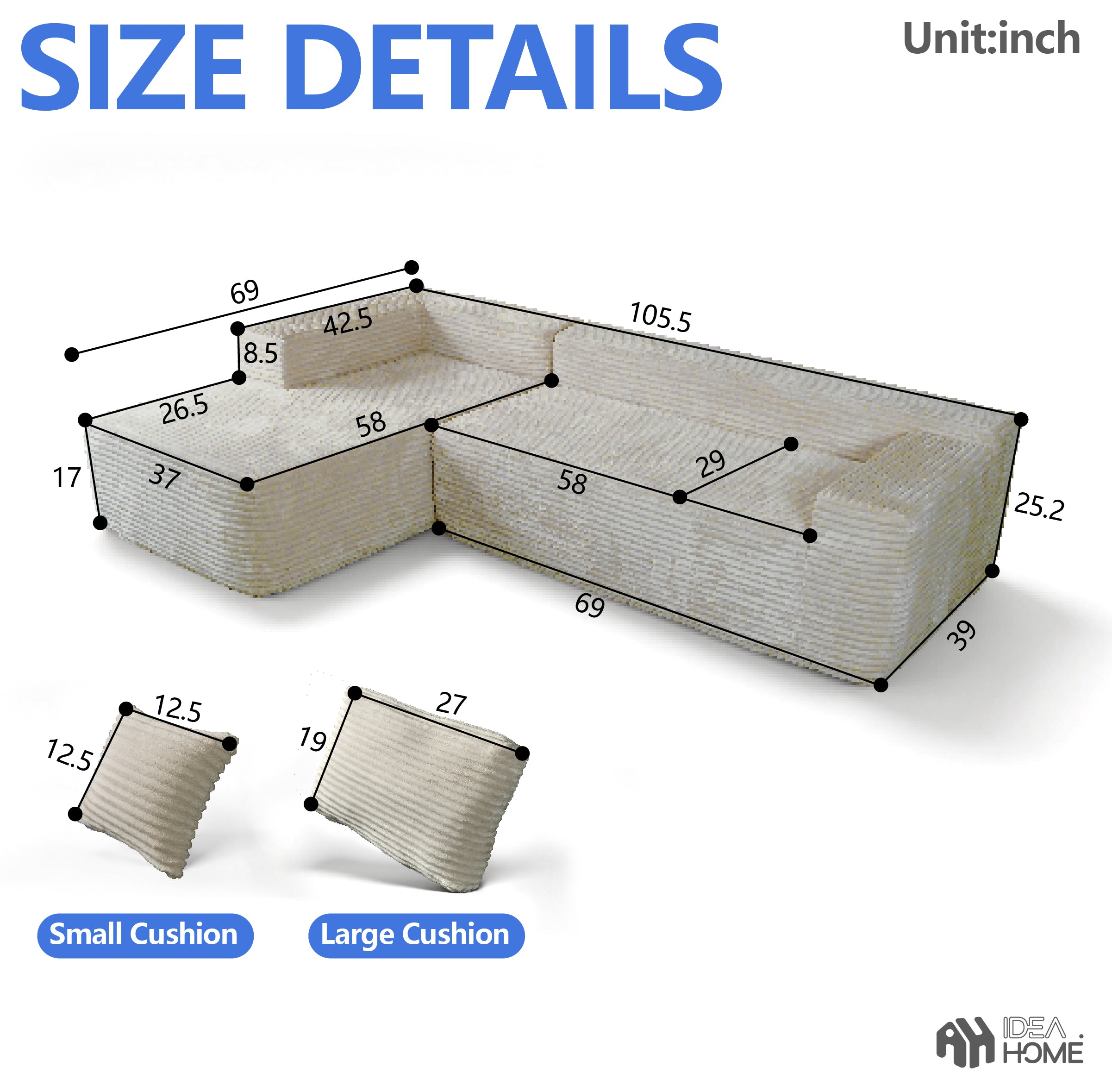 Frameless L-Shaped Modula Sofa