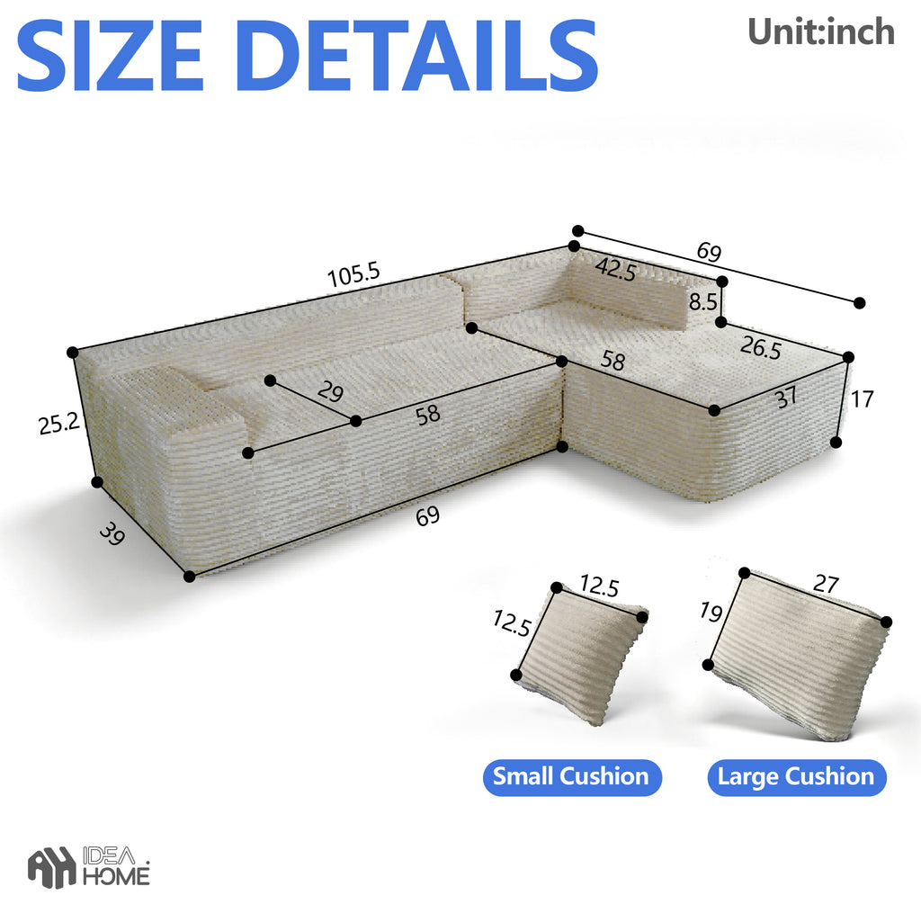 Frameless L-Shaped Modula Sofa