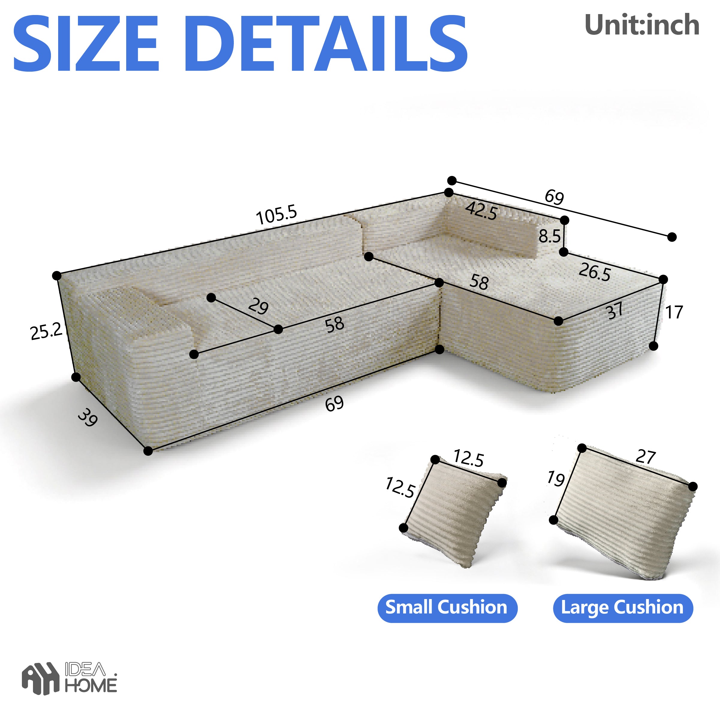 Frameless L-Shaped Modula Sofa