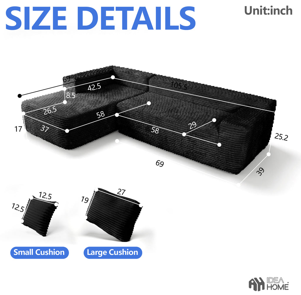 Frameless L-Shaped Modula Sofa