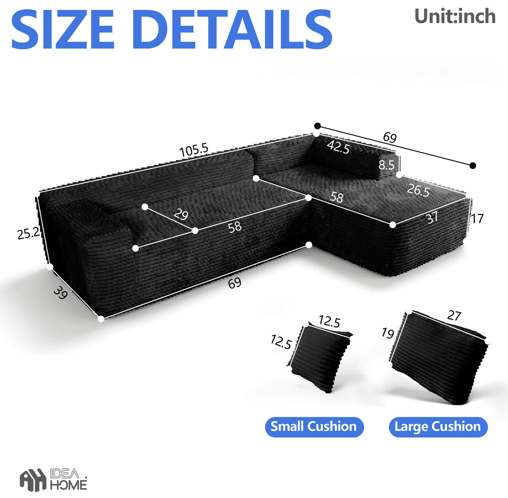 Frameless L-Shaped Modula Sofa