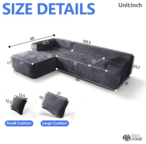 Frameless L-Shaped Modula Sofa