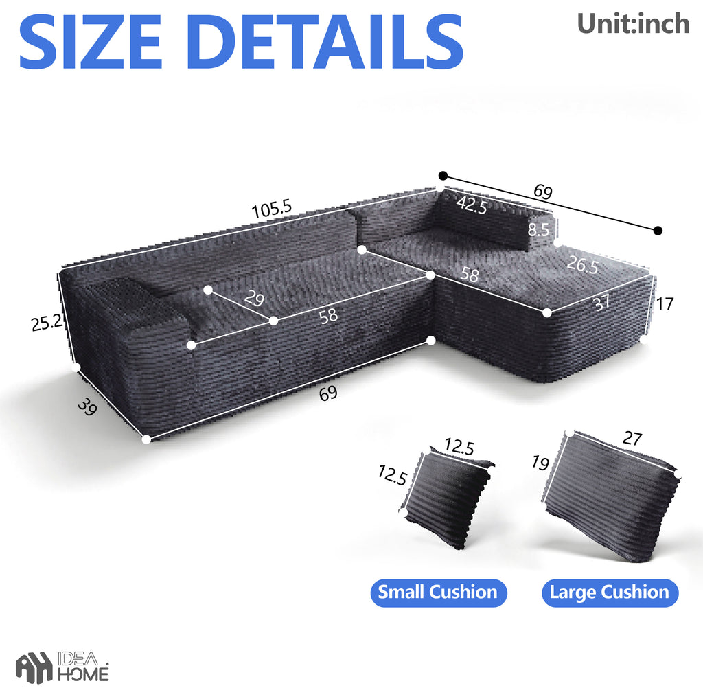 Frameless L-Shaped Modula Sofa