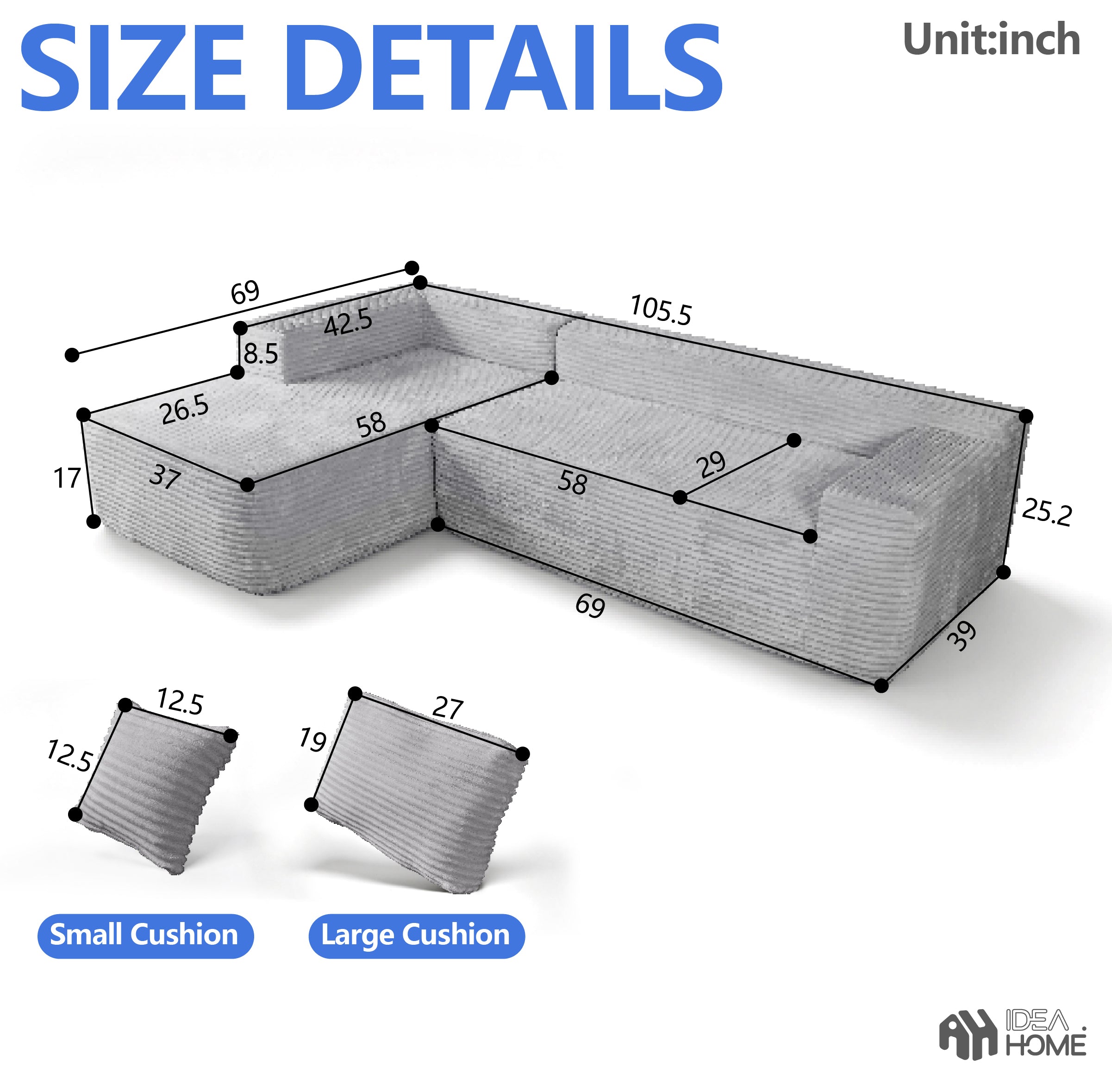Frameless L-Shaped Modula Sofa