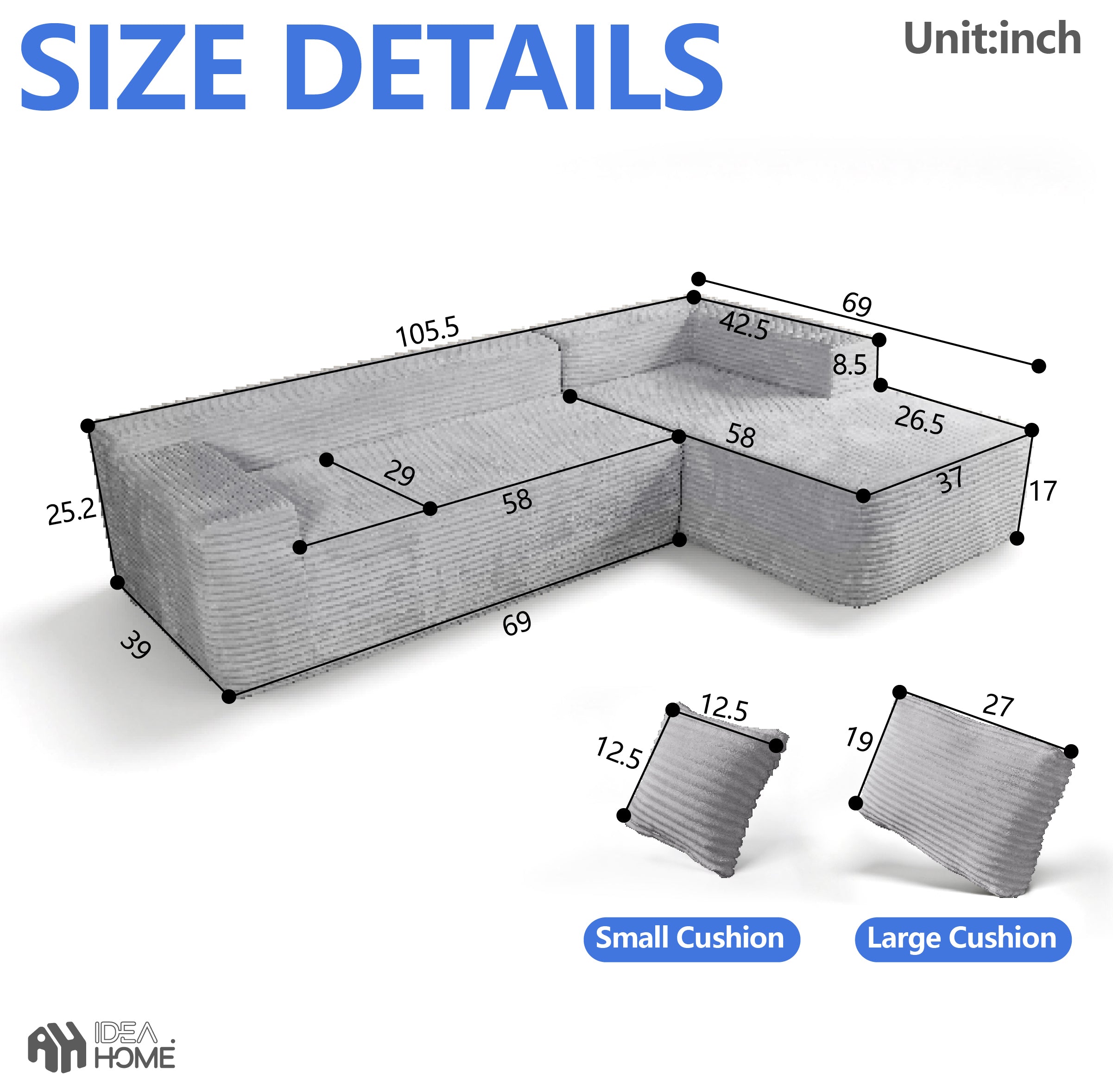 Frameless L-Shaped Modula Sofa