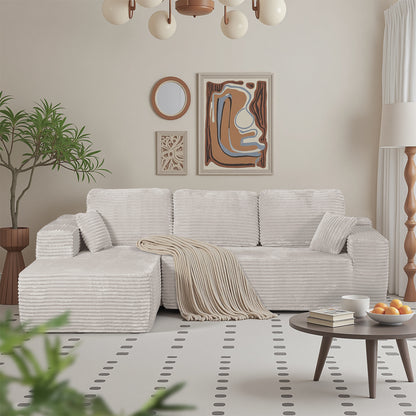 Boneless Cloud Sofa 96in L-Shaped Modular Sectional Couch, Frameless L-Shaped Modular Sectional, No Assembly, for Living Room/Bedroom, Beige, Left Facing Chaise